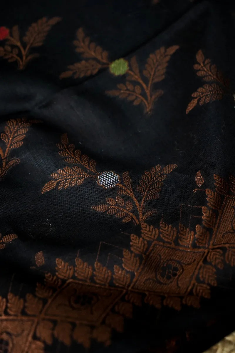 COTTON SILK GREY WITH BLACK COLOR UNSTITCHED SUIT MATERIAL
