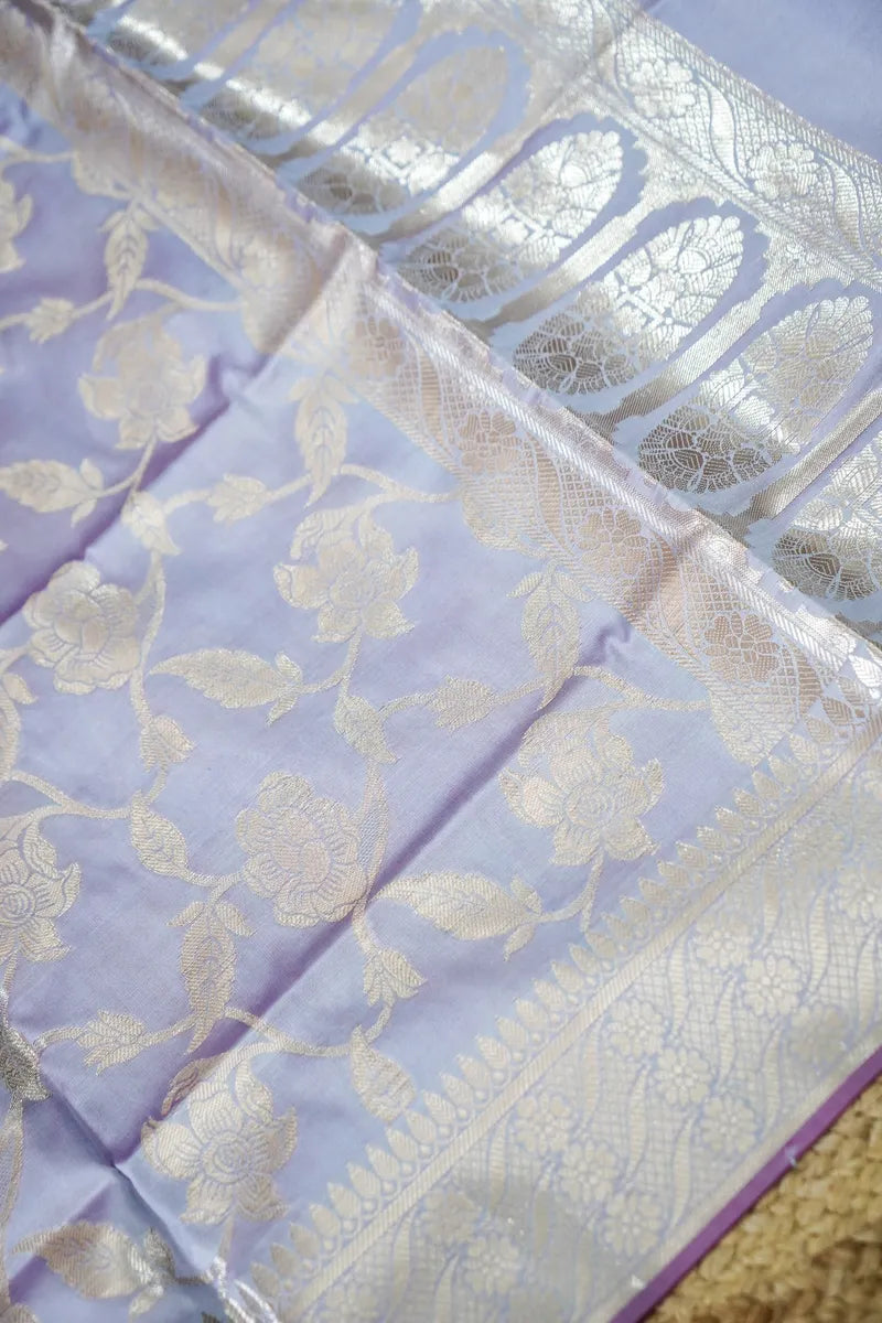BANARASI SILK LAVENDAR COLOR UNSTITCHED SUIT MATERIAL
