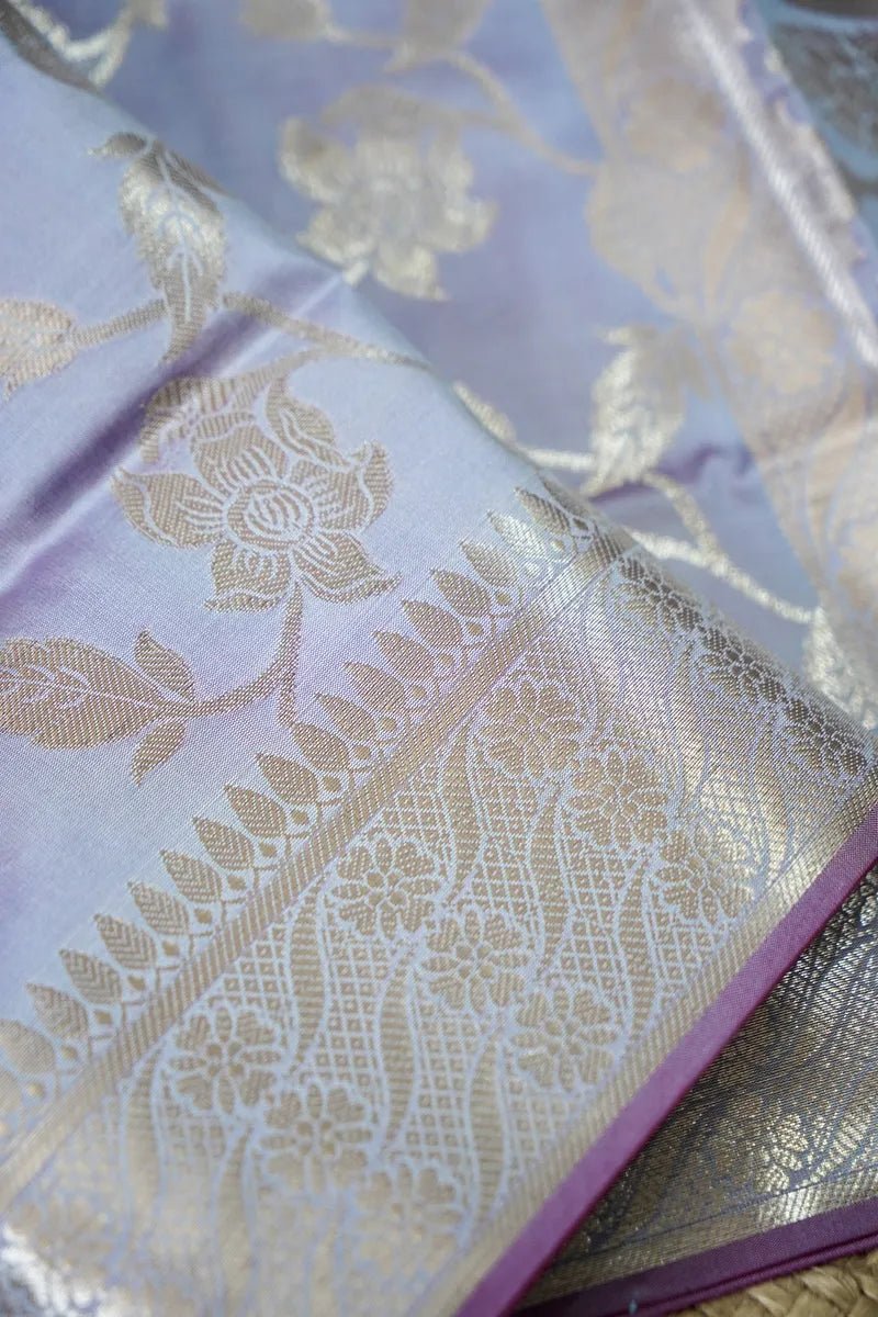 BANARASI SILK LAVENDAR COLOR UNSTITCHED SUIT MATERIAL