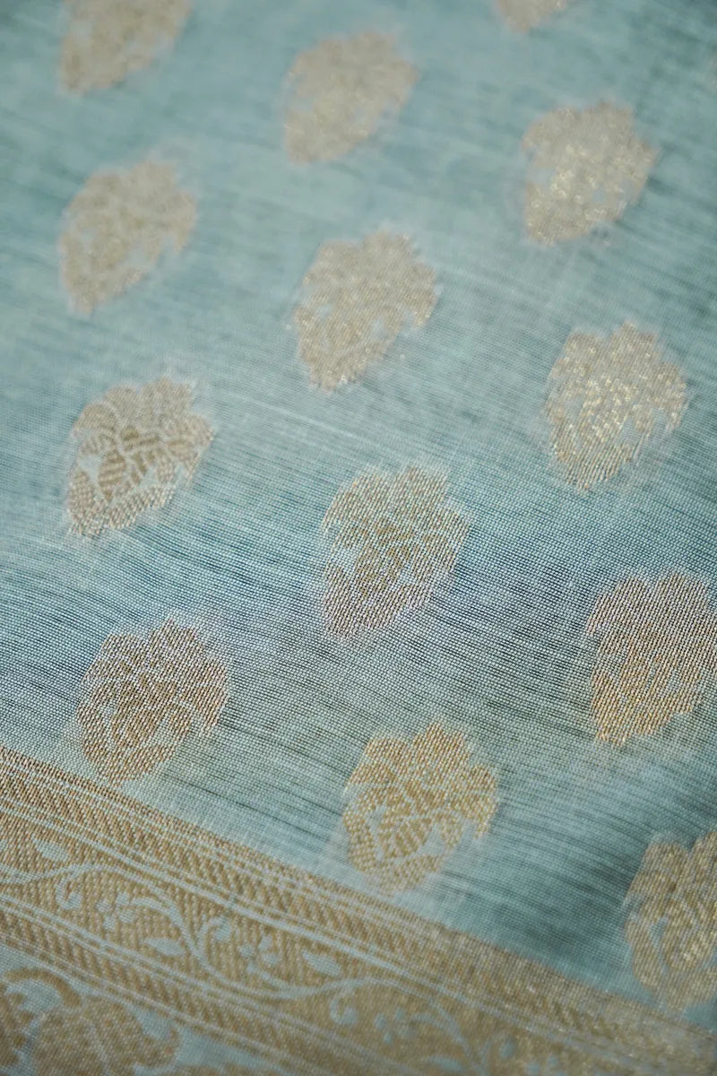 COTTON SILK LITE PASTEL BLUE COLOR UNSTITCHED SUIT MATERIAL