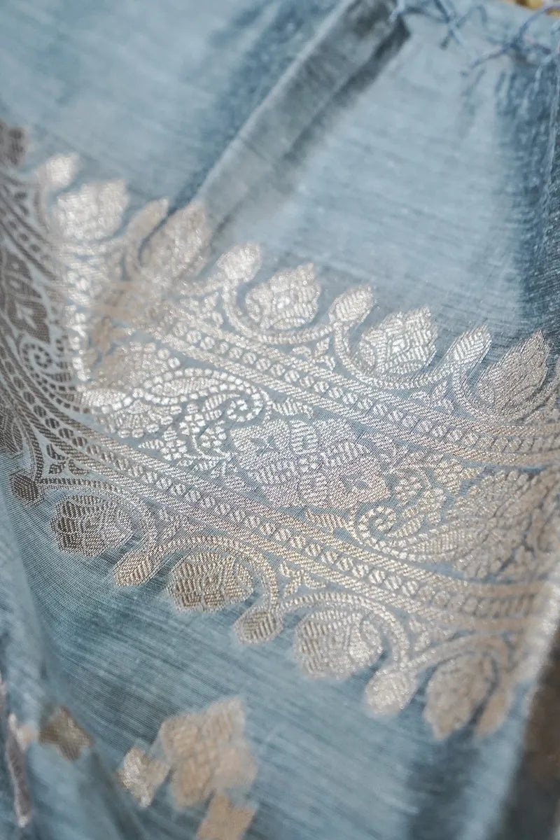 COTTON SILK GREY COLOR UNSTITCHED SUIT MATERIAL
