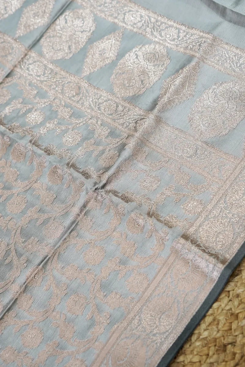 BANARASI SILK LITE PASTEL BLUE COLOR UNSTITCHED SUIT MATERIAL
