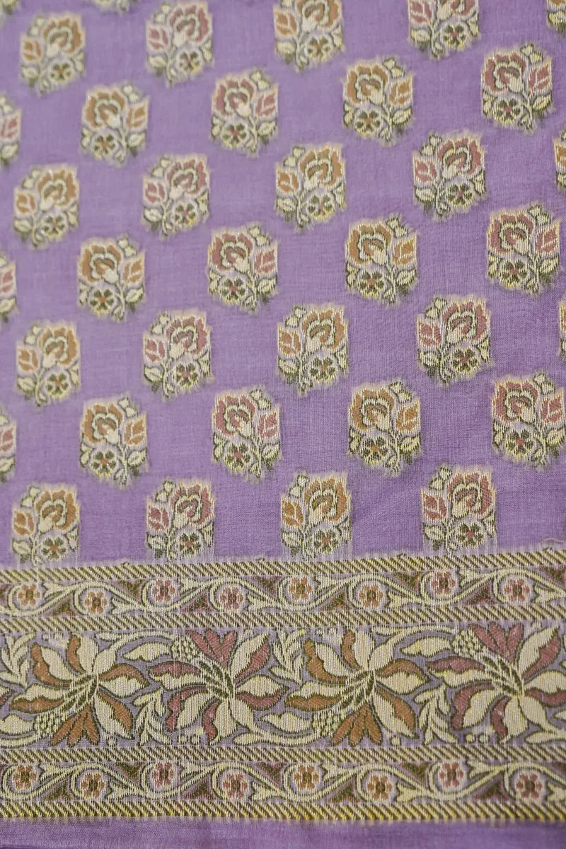 KHADDI SILK LAVENDER COLOR UNSTITCHED SUIT MATERIAL