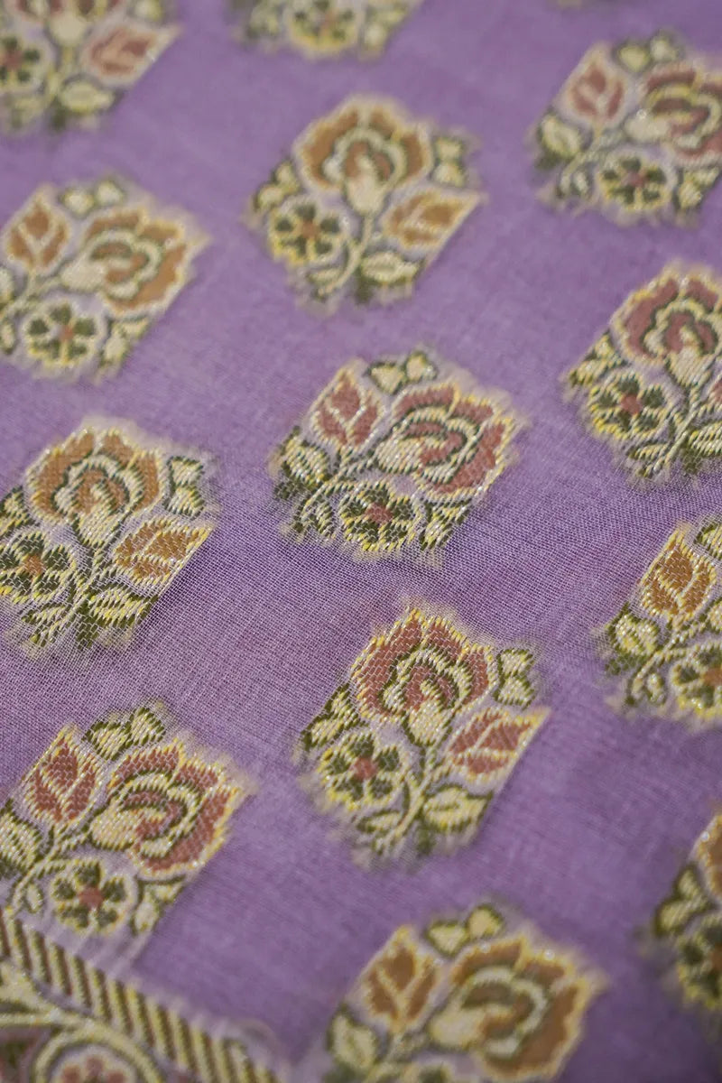 KHADDI SILK LAVENDER COLOR UNSTITCHED SUIT MATERIAL