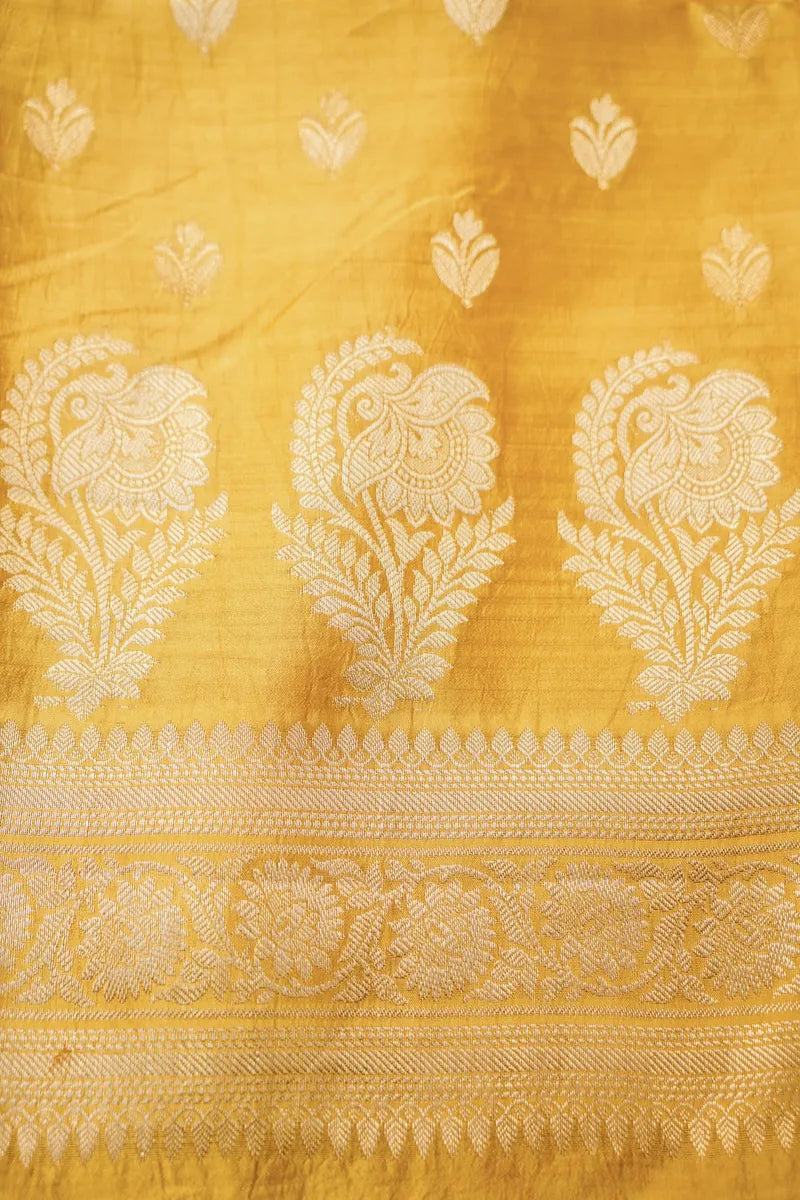 CHINIYA SILK YELLOW COLOR UNSTITCHED SUIT MATERIAL