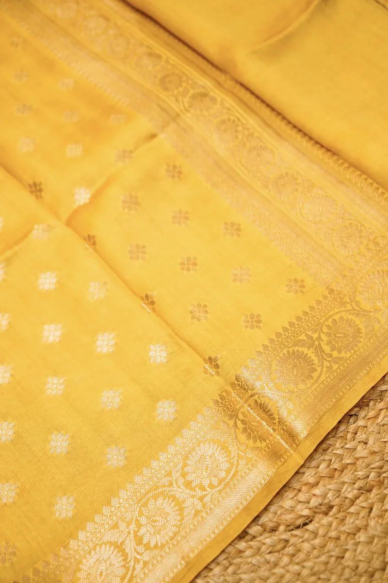 CHINIYA SILK YELLOW COLOR UNSTITCHED SUIT MATERIAL
