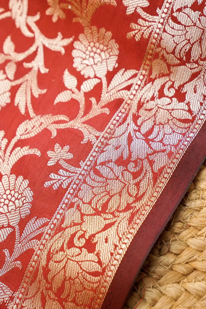 BANARASI SILK MAROON COLOR UNSTITCHED SUIT MATERIAL