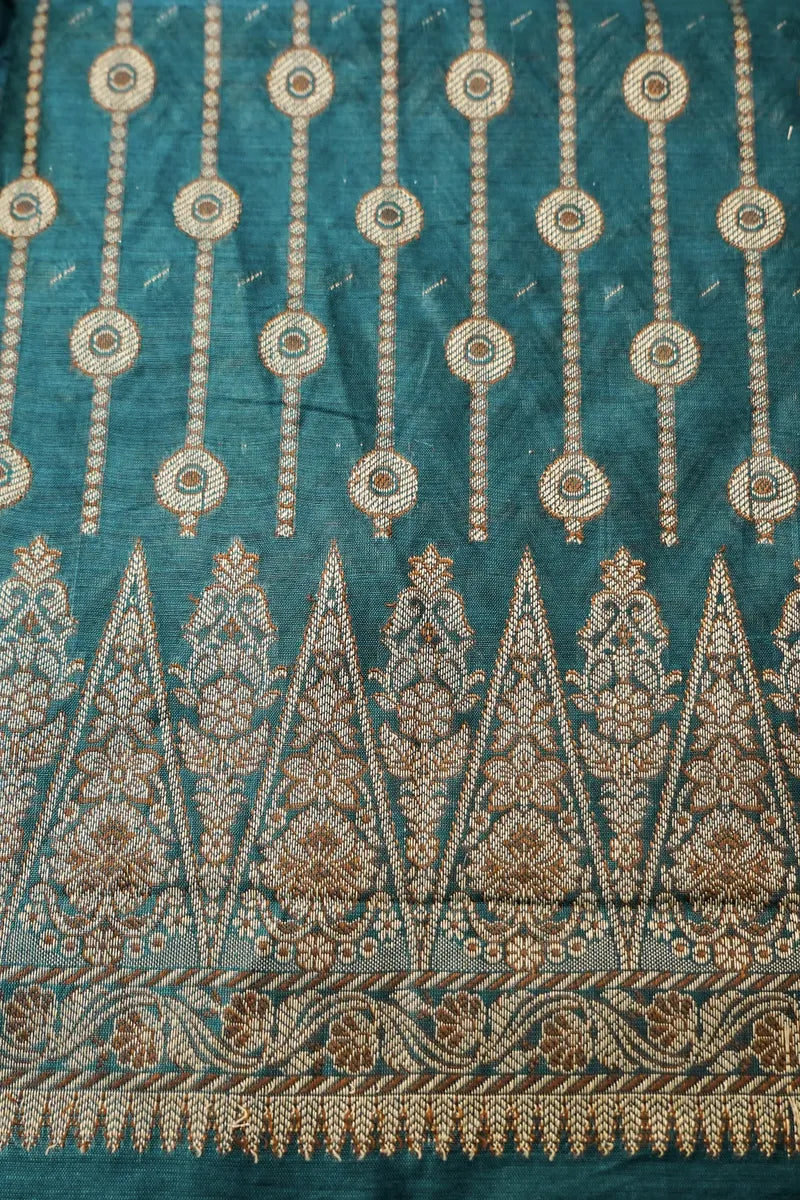 COTTON SILK TEAL BLUE COLOR UNSTITCHED SUIT MATERIAL