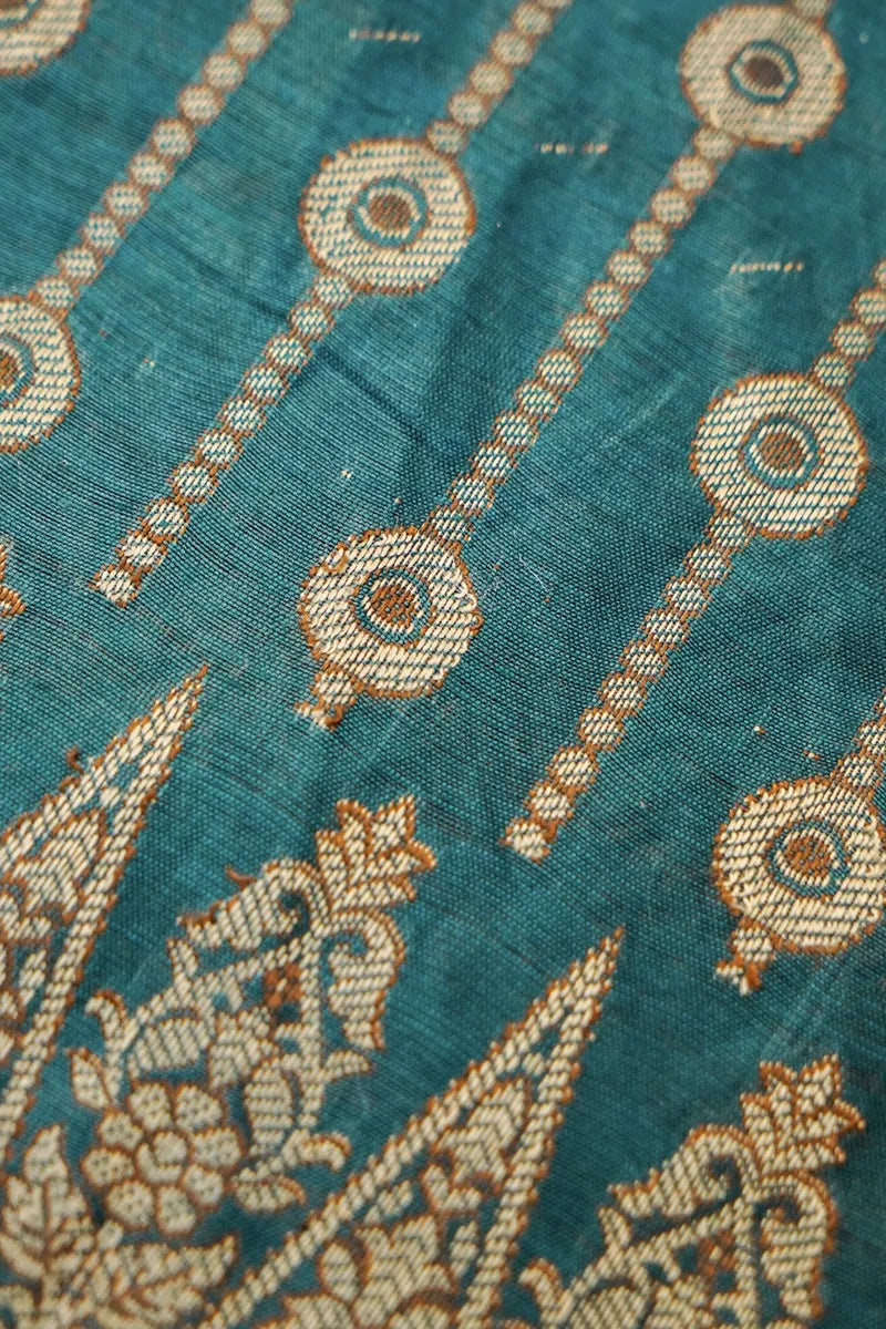 COTTON SILK TEAL BLUE COLOR UNSTITCHED SUIT MATERIAL