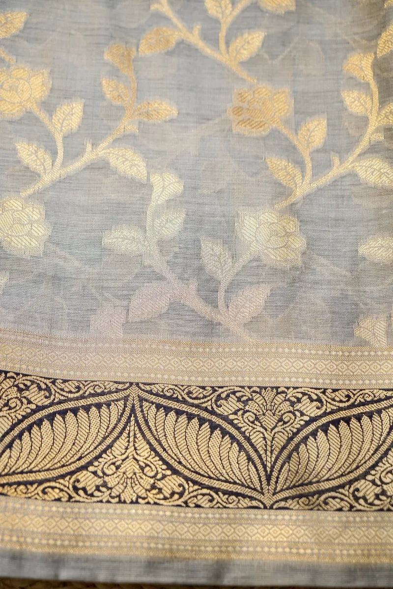 COTTON SILK GREY WITH BLACK COLOR UNSTITCHED SUIT MATERIAL