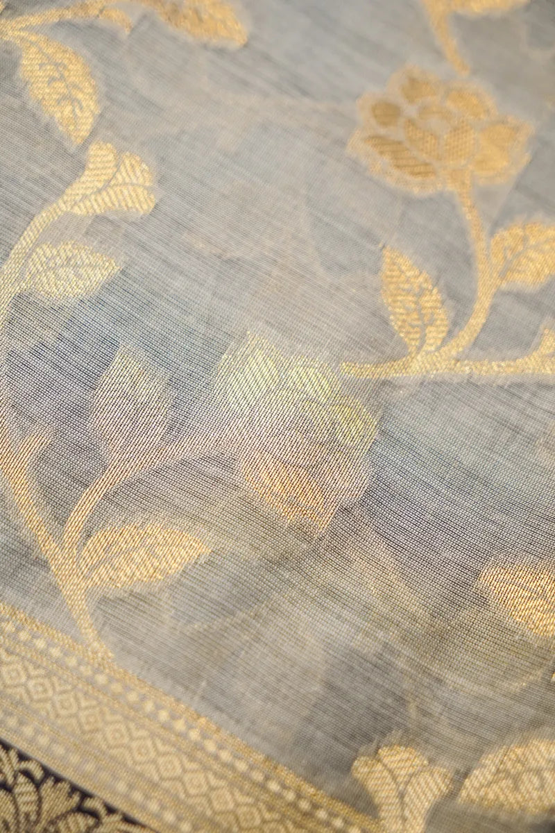 COTTON SILK GREY WITH BLACK COLOR UNSTITCHED SUIT MATERIAL