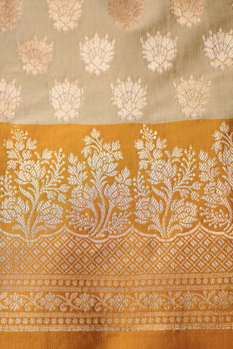 BANARASI SILK CHEEKU WITH ORANGE COLOR UNSTITCHED SUIT MATERIAL