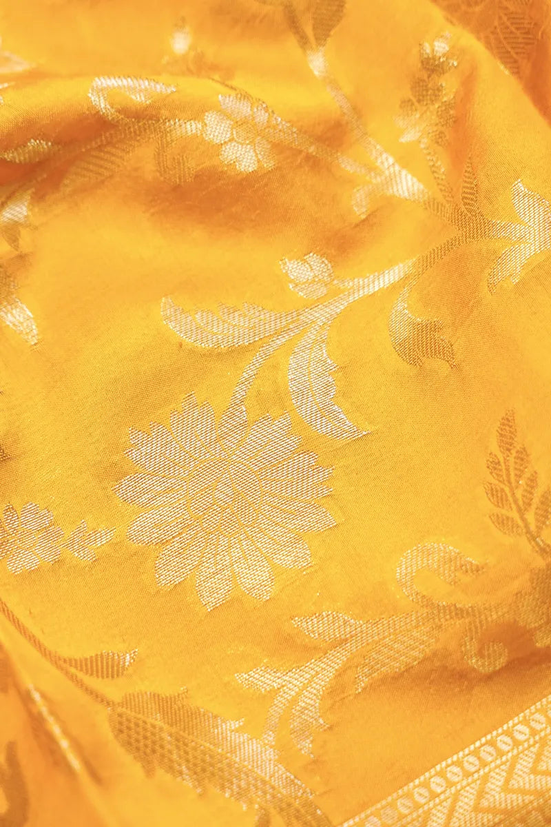 KATAN SILK YELLOW COLOR UNSTITCHED SUIT MATERIAL