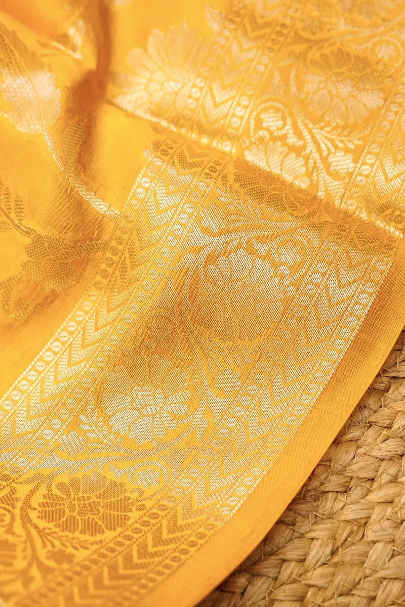 KATAN SILK YELLOW COLOR UNSTITCHED SUIT MATERIAL