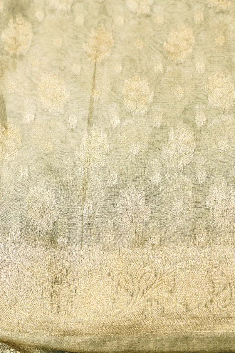 TISSUE SILK MINT GREEN COLOR UNSTITCHED SUIT MATERIAL