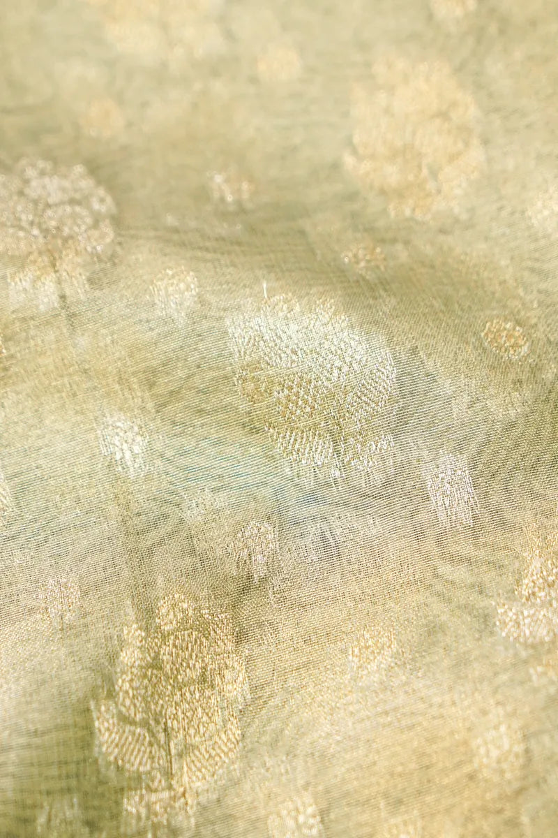 TISSUE SILK MINT GREEN COLOR UNSTITCHED SUIT MATERIAL