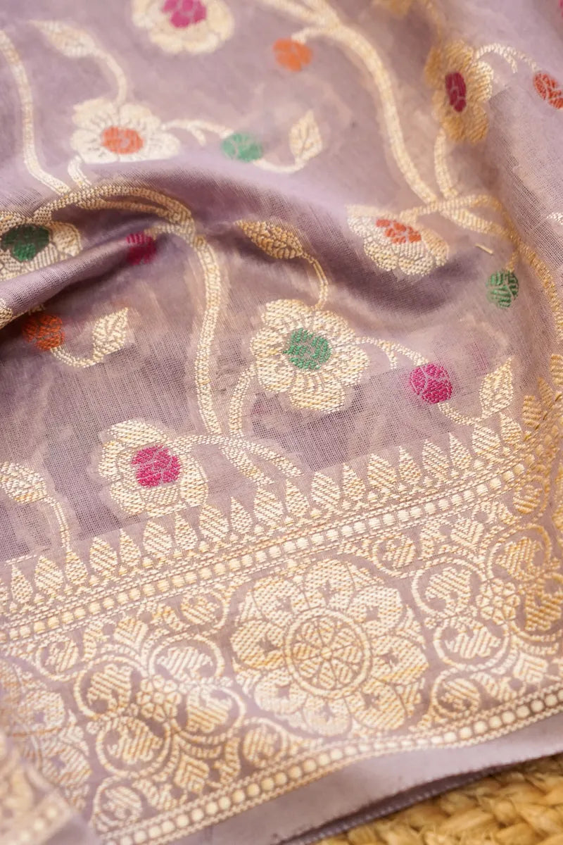 COTTON SILK LAVENDER COLOR UNSTITCHED SUIT MATERIAL
