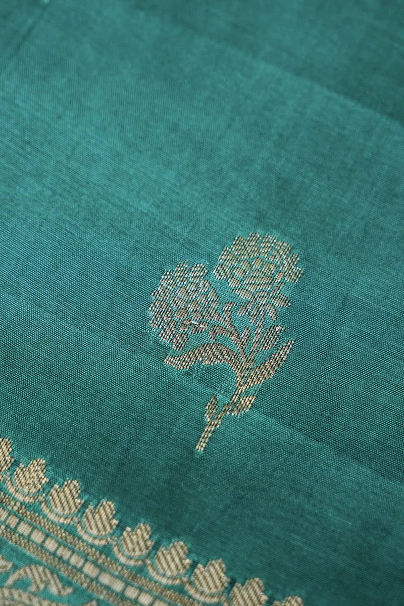 TISSUE SILK TEAL BLUE COLOR UNSTITCHED SUIT MATERIAL