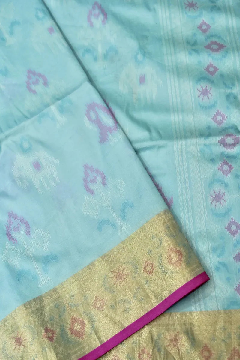 BANARASI SATIN SKY BLUE COLOR SILK SAREE