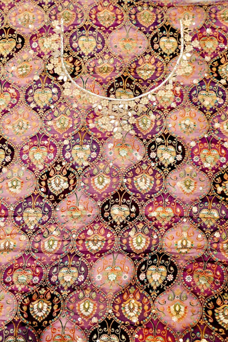 PURE BROCKET SILK LAVENDER COLOR PARTY WEAR LEHENGA
