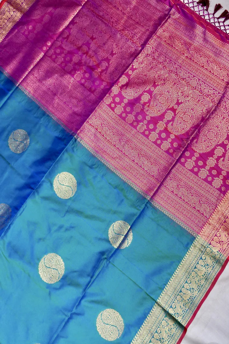 BANARASI SATIN PEACOCK WITH PURPLE COLOR SILK SAREE