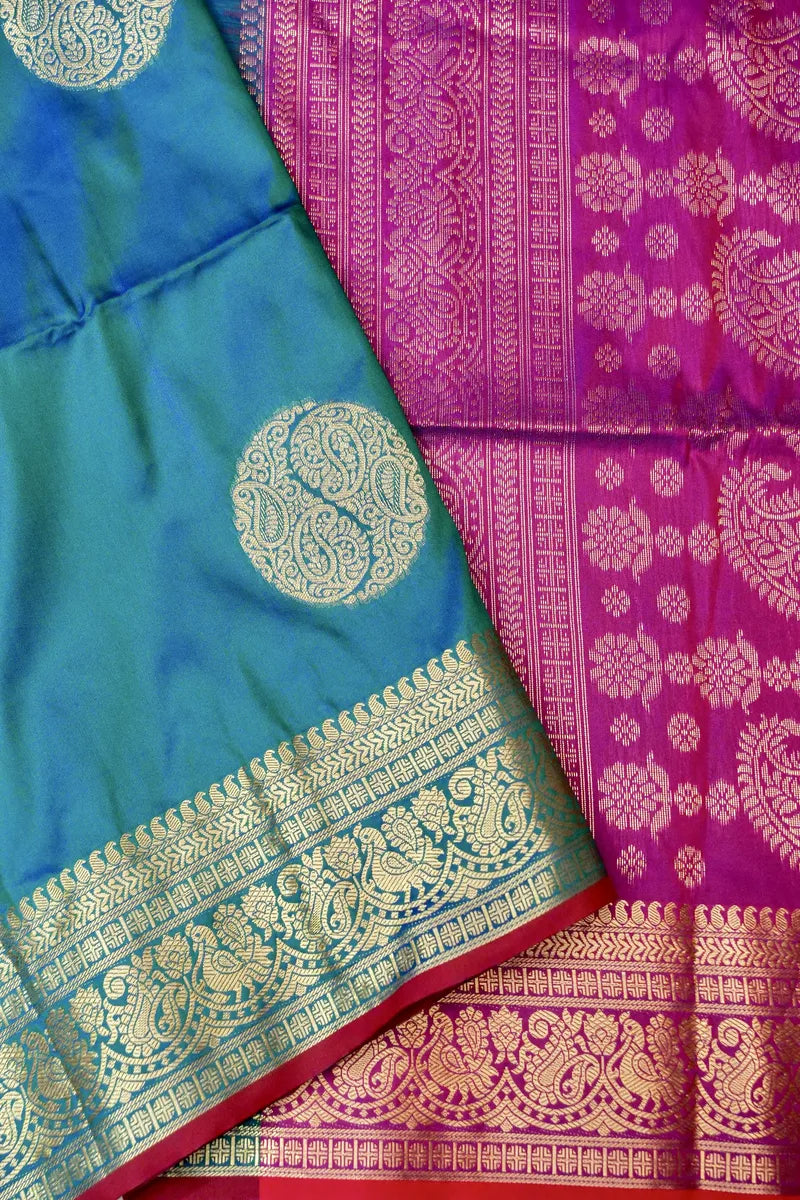 BANARASI SATIN PEACOCK WITH PURPLE COLOR SILK SAREE