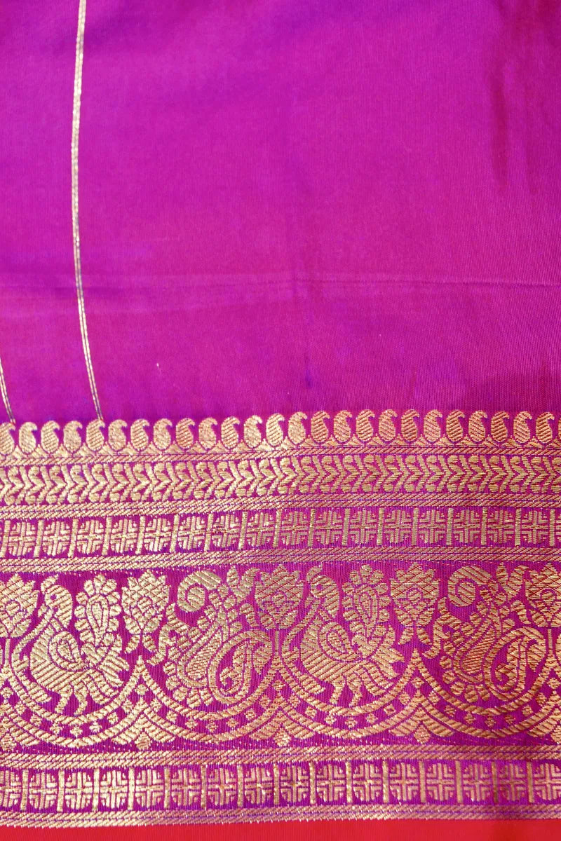BANARASI SATIN PEACOCK WITH PURPLE COLOR SILK SAREE