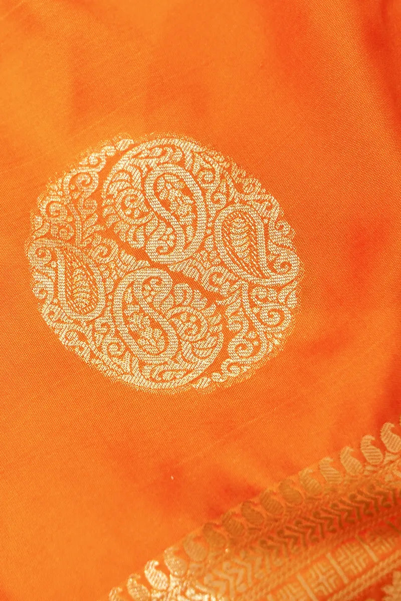 BANARASI SATIN ORANGE WITH PINK COLOR SILK SAREE