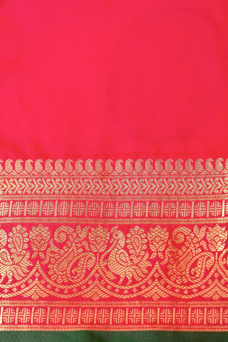 BANARASI SATIN ORANGE WITH PINK COLOR SILK SAREE