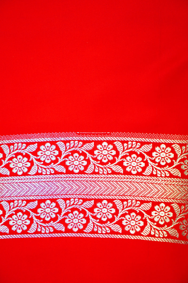 Red Silk Plain Saree