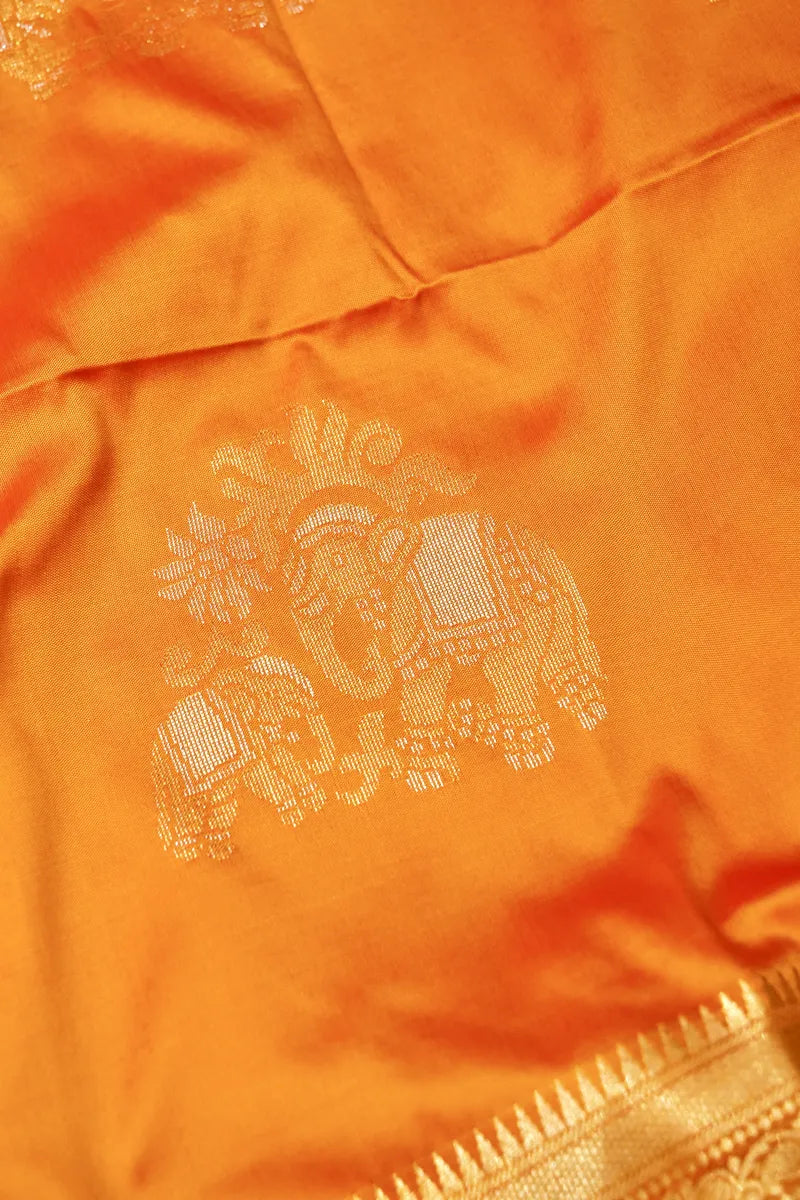 BANARASI SATIN ORANGE WITH PINK COLOR SILK SAREE