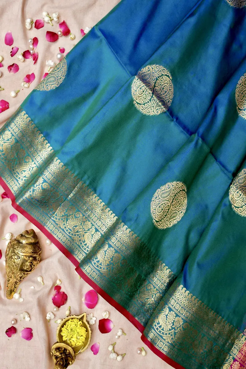 BANARASI SATIN PEACOCK WITH PURPLE COLOR SILK SAREE