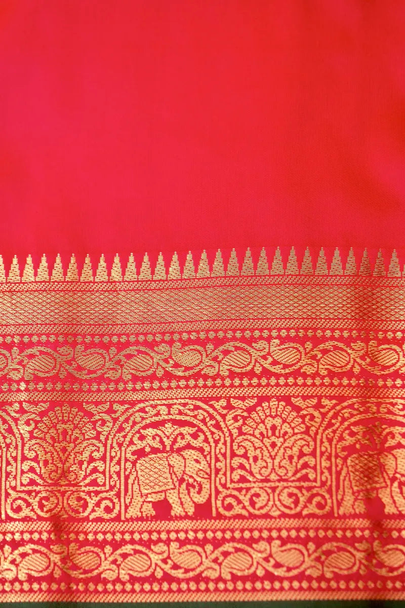 BANARASI SATIN ORANGE WITH PINK COLOR SILK SAREE