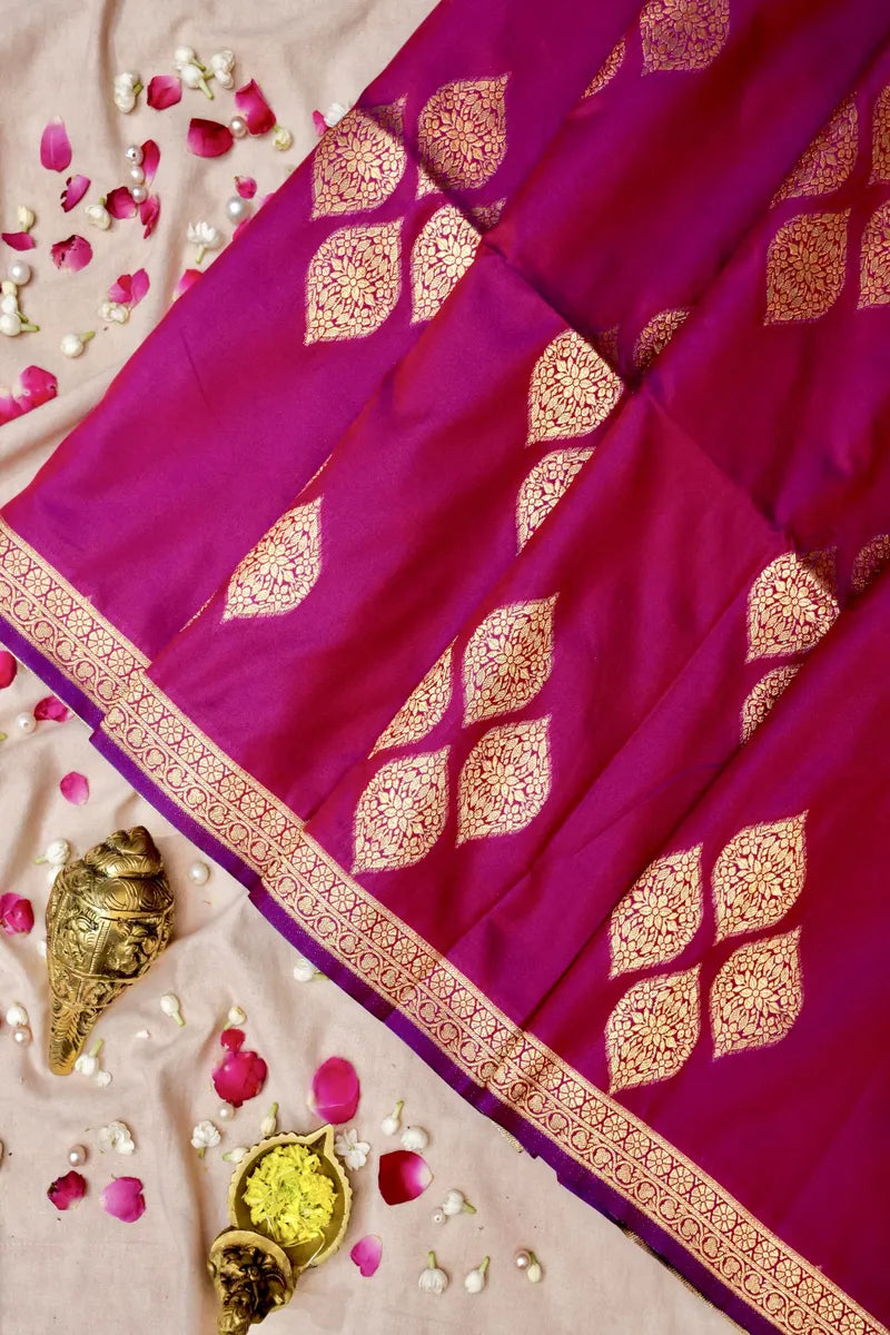BANARASI SATIN PURPLE COLOR SILK SAREE