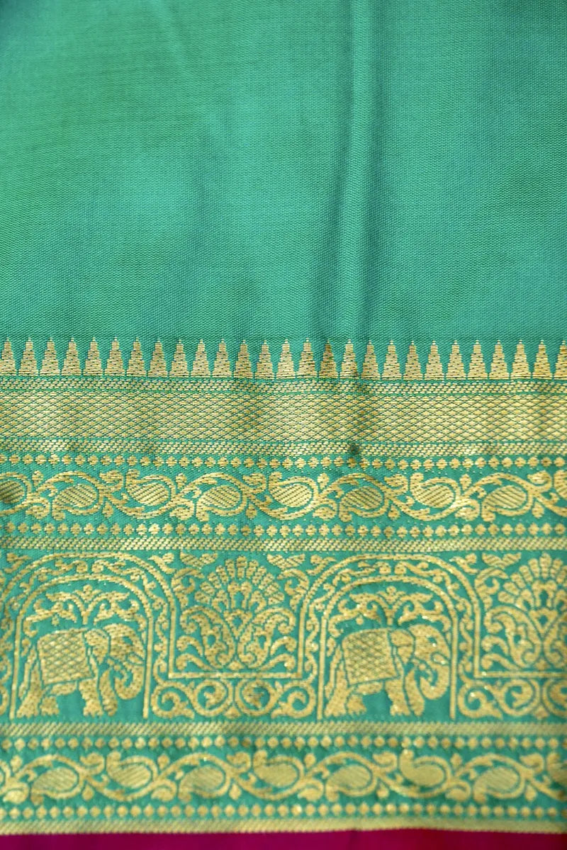 BANARASI SATIN LEMON WITH RAMA GREEN COLOR SILK SAREE