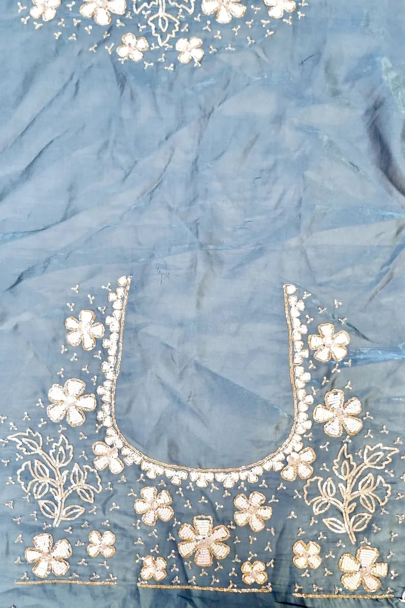 PURE RAW SILK GREY COLOR PARTY WEAR LEHENGA