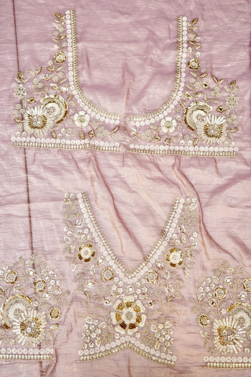 PURE TISSUE ORGANZA BABY PINK COLOR PARTY WEAR LEHENGA