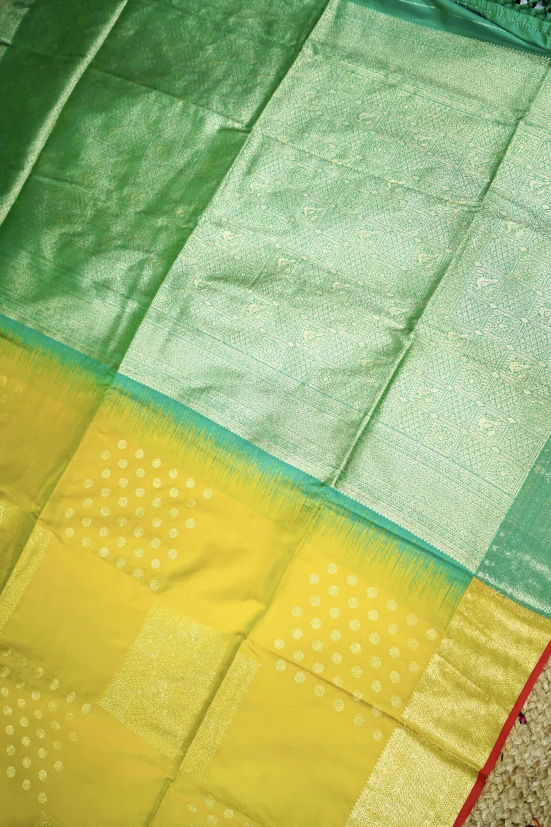 LEMON YELLOW COLOR BANARASI SILK SAREE