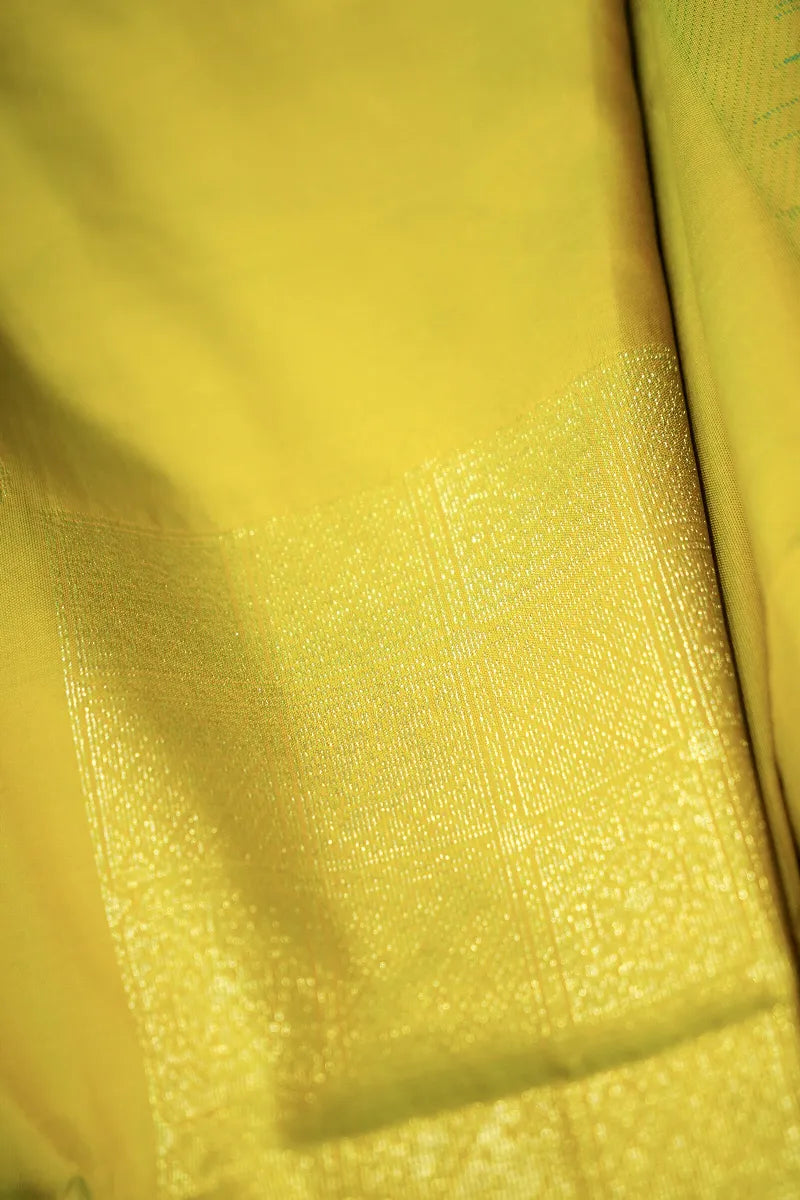 LEMON YELLOW COLOR BANARASI SILK SAREE