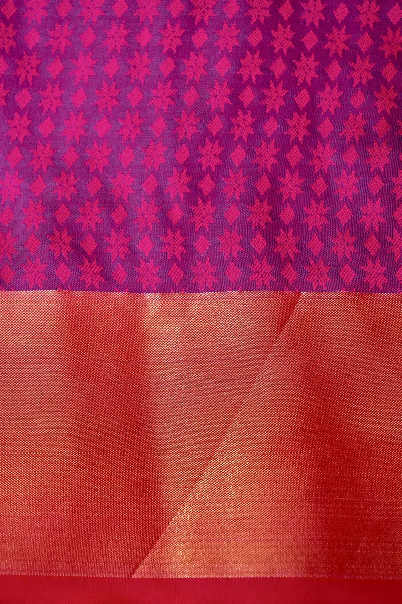 BANARASI SATIN RAMA GREEN WITH PURPLE COLOR SILK SAREE