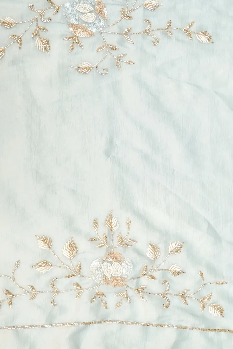 PURE TISSUE ORGANZA SKY BLUE COLOR PARTY WEAR LEHENGA
