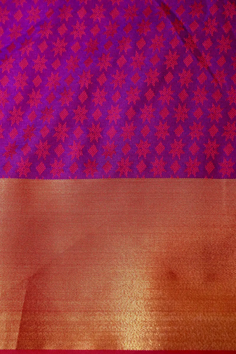 BANARASI SATIN PEACOCK BLUE WITH PURPLE COLOR SILK SAREE