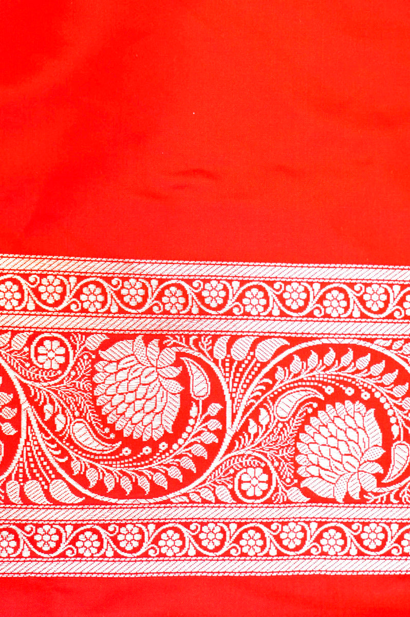 Peacock Blue & Red Silk Saree
