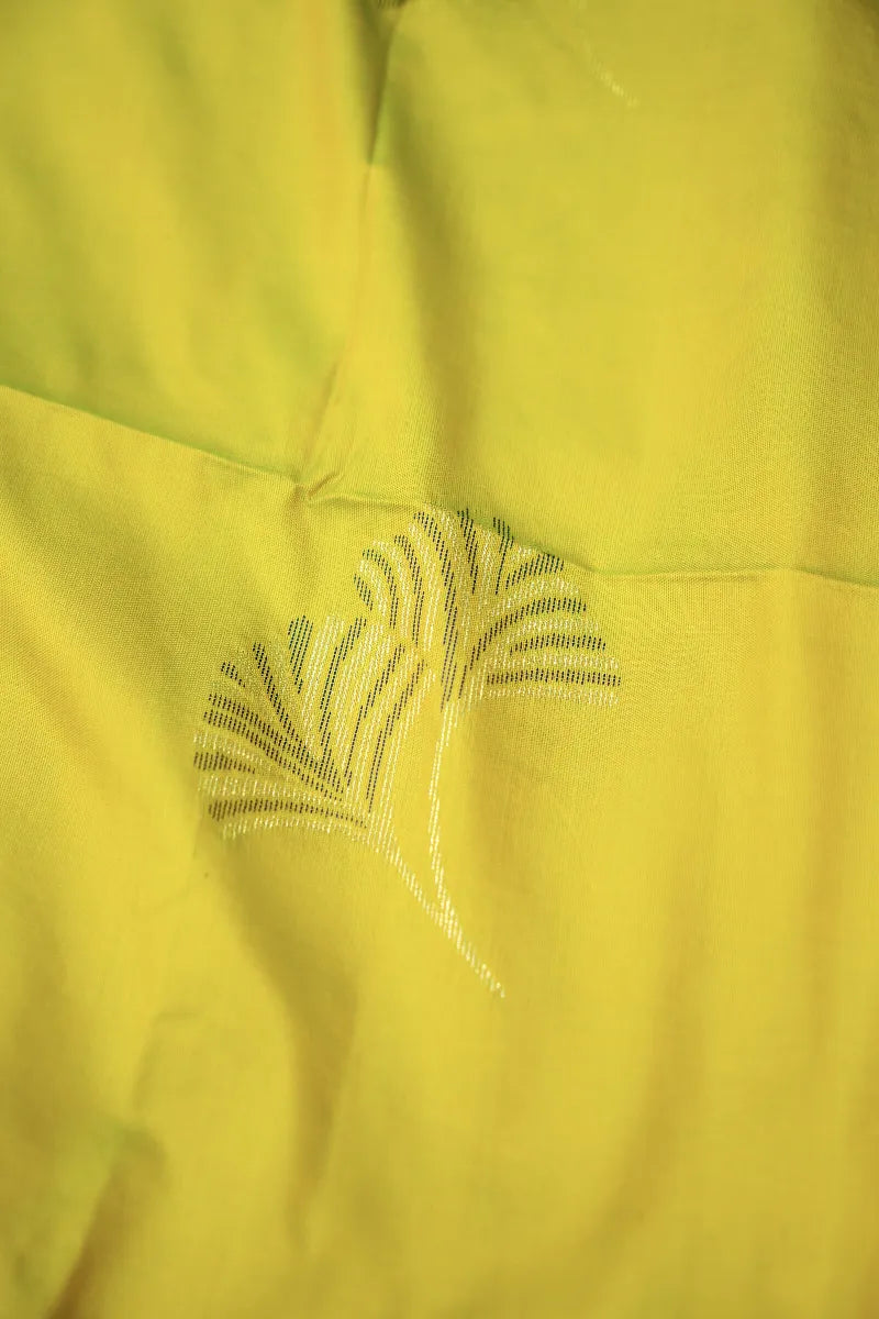 LEMON YELLOW COLOR BANARASI SILK SAREE