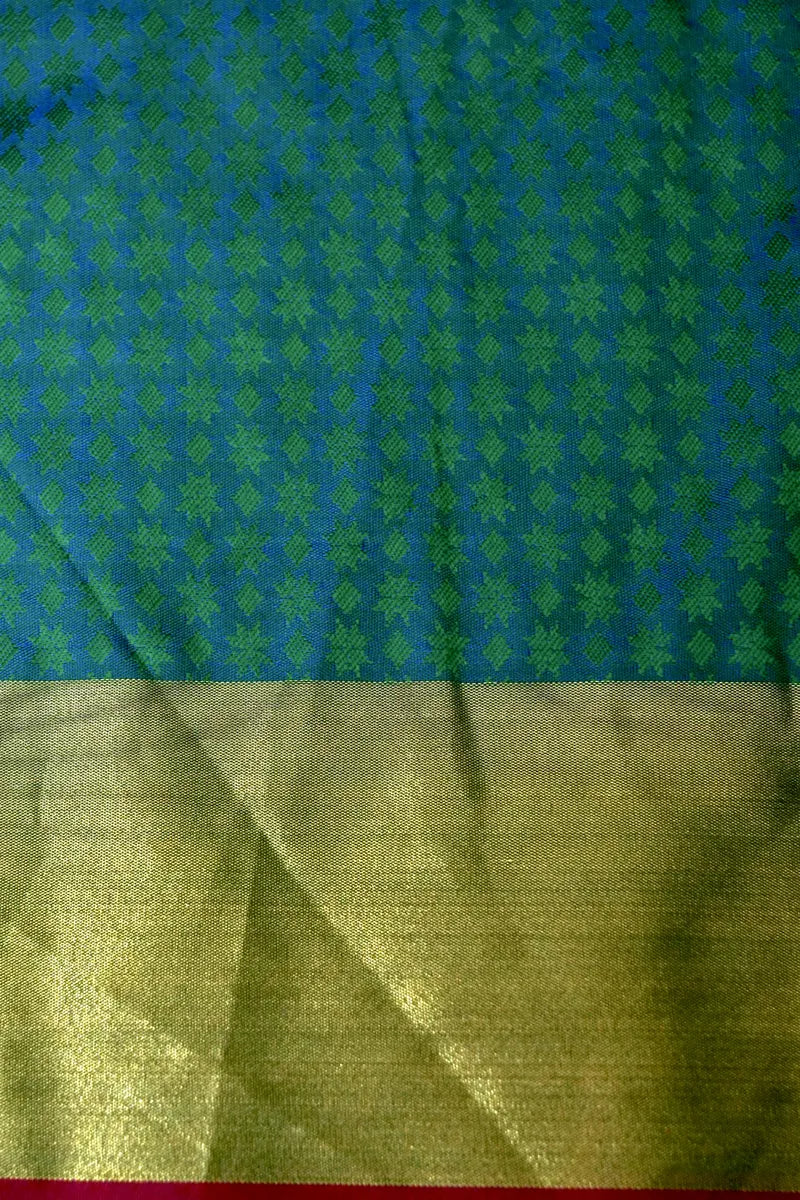 BANARASI SATIN PURPLE WITH RAMA GREEN COLOR SILK SAREE