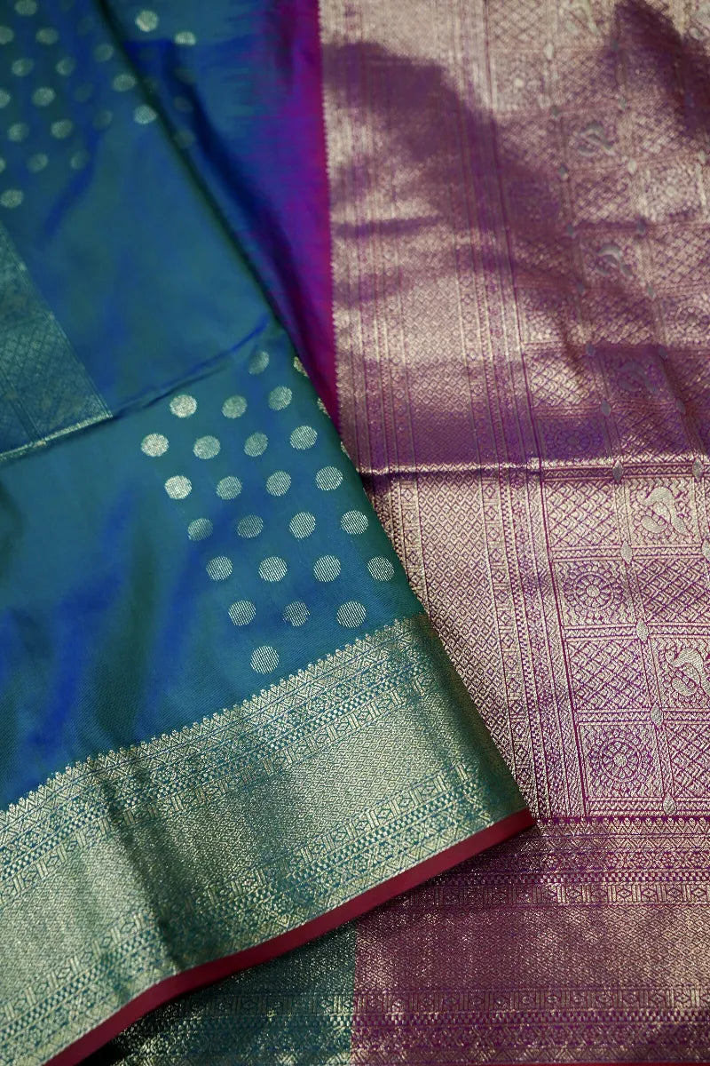 TEAL BLUE COLOR BANARASI SILK SAREE