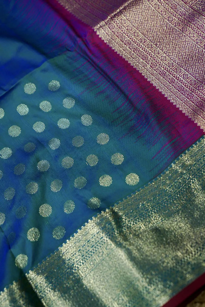 TEAL BLUE COLOR BANARASI SILK SAREE