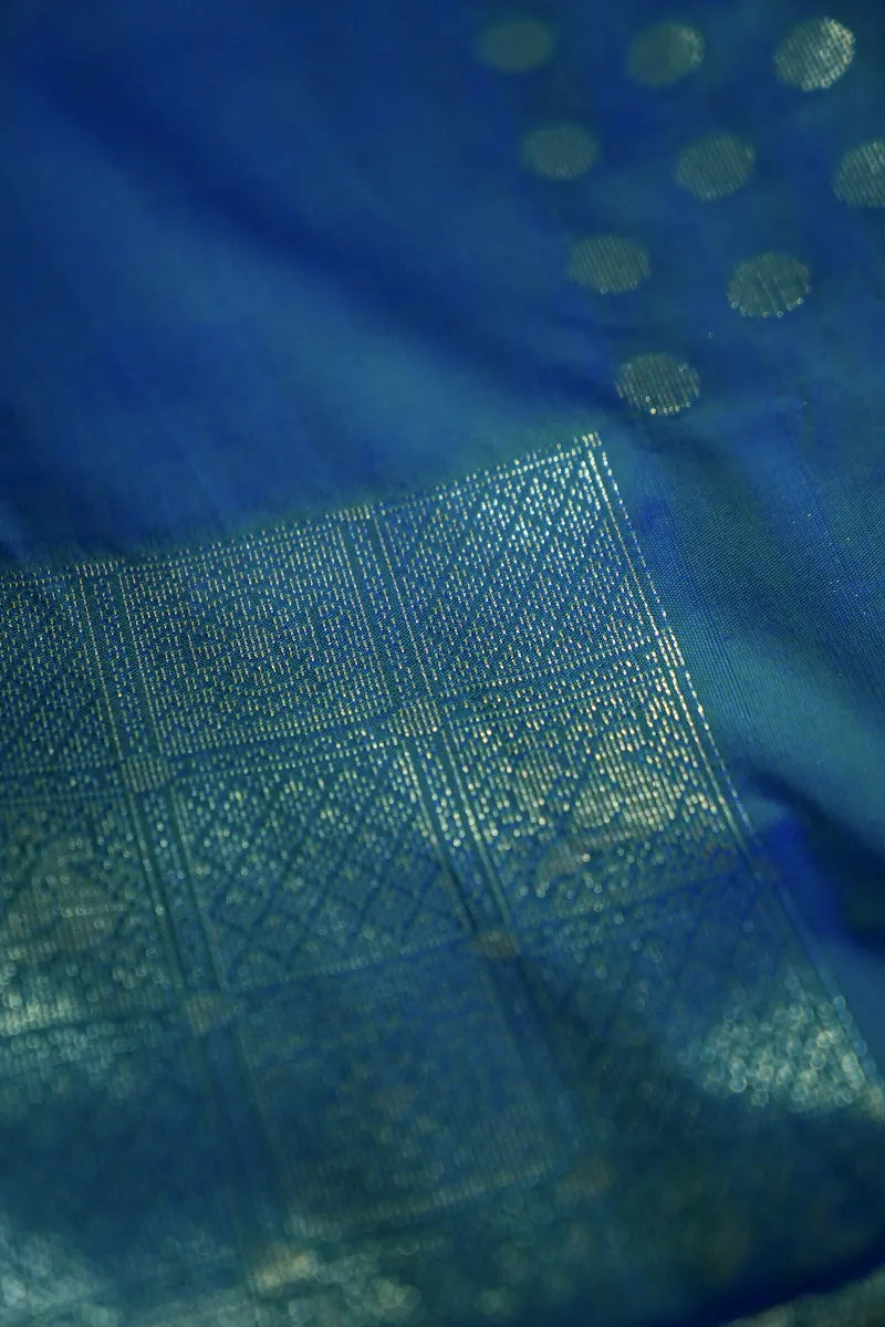 TEAL BLUE COLOR BANARASI SILK SAREE