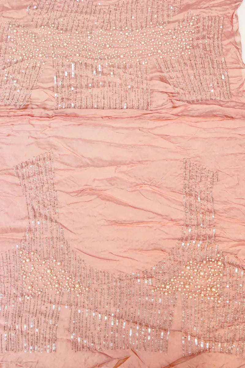 PURE CREPE SILK PEACH COLOR PARTY WEAR LEHENGA
