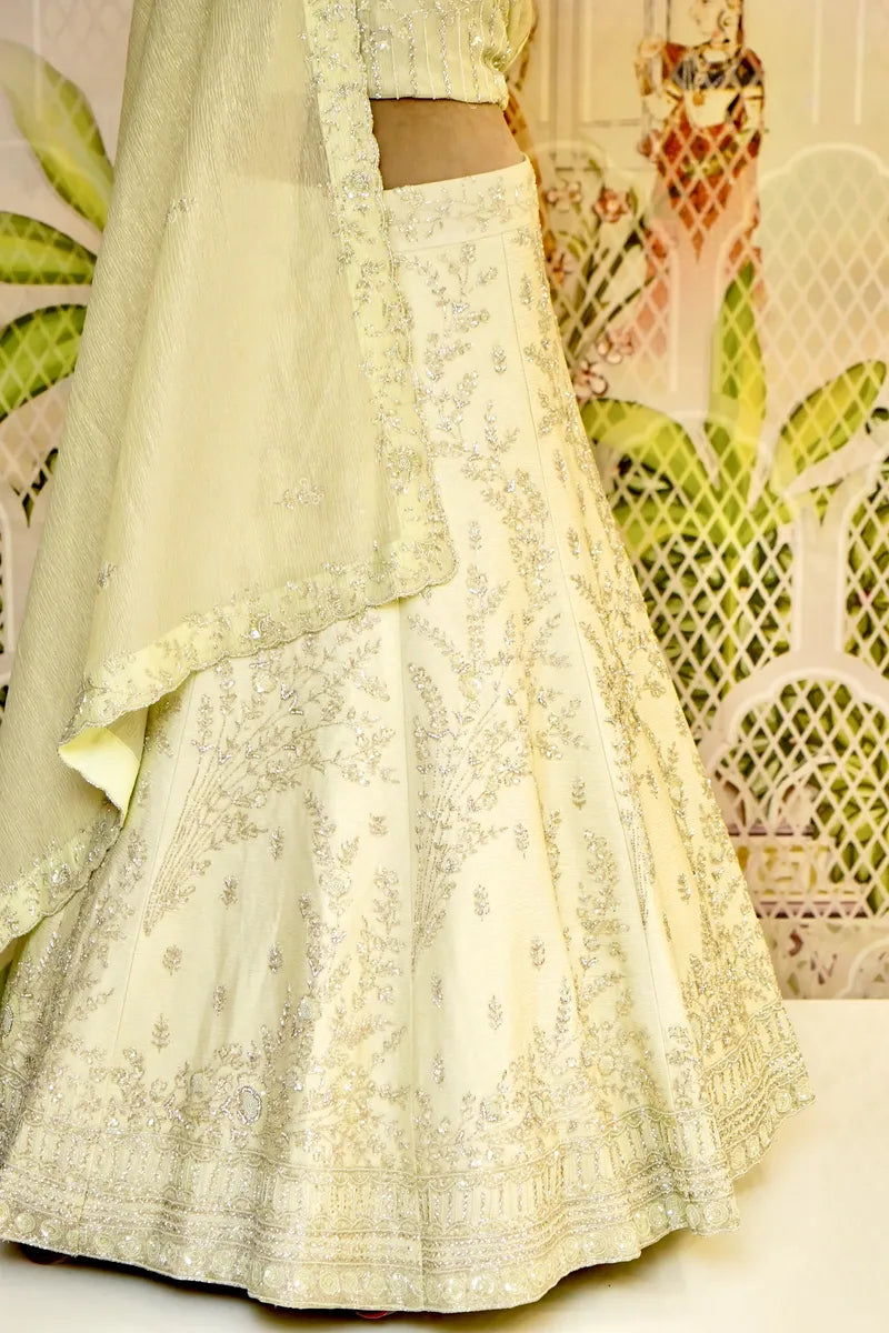 PURE ORGANZA PISTA GREEN COLOR PARTY WEAR LEHENGA